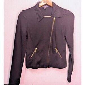 STOOSHY Women's Size M Medium Zip Jacket Black Y2K Retro (535)